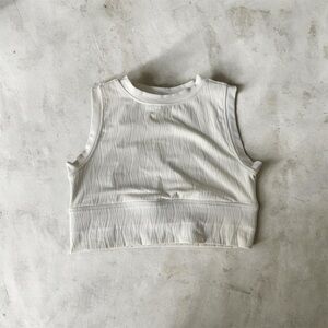 Elegant White YTK‎ Style Sleeveless Ribbed  Crop Top